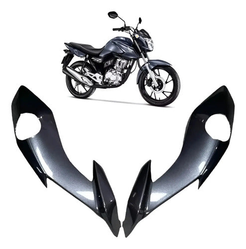 Bananinha Par de Carenagens Laterais do Farol Paramotos Honda Cg 160 Fan Start 2022 a 2024 Cinza