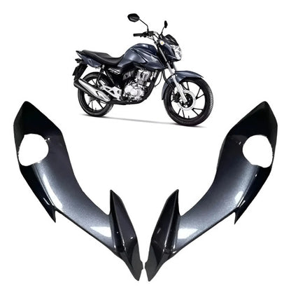 Bananinha Par de Carenagens Laterais do Farol Paramotos Honda Cg 160 Fan Start 2022 a 2024 Cinza