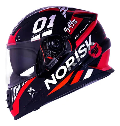 Capacete Norisk FF302 Soul Tokyo com Óculos Solar Interno Preto Vermelho Brilhante