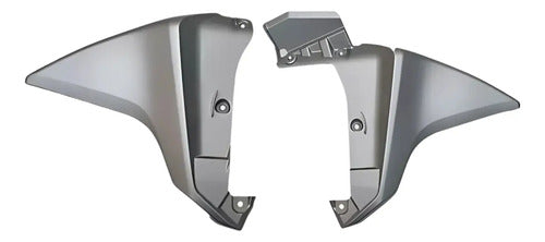 Par de Aletas Abas do Tanque Inferiores Paramotos Honda Xre 300 2013 a 2015 Prata Fosco