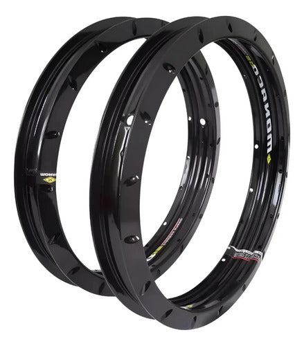 Par de Aros de Roda GS Monaco Yamaha Lander 250 2018 em diante 1.85x21 e 2.15x18 Preto Brilhante