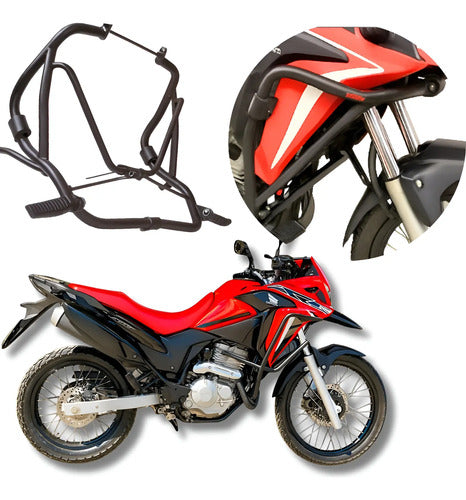 Protetor de Motor com Pedaleira Chapam Honda Xre 300 2010 a 2023 Preto Fosco