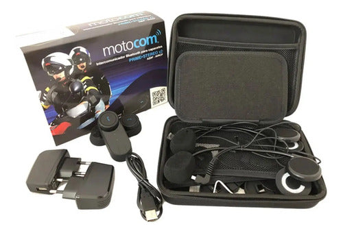 Par de Intercomunicadores de Capacete Motocom Prime Universal Bluetooth com Rádio FM