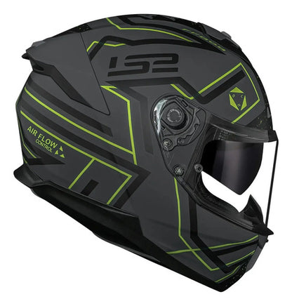 Capacete LS2 FF808 Stream II Maze com Óculos Solar Interno Cinza Preto Fosco