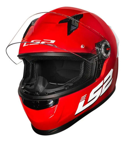 Capacete LS2 FF358 Classic S Solid com Spoiler Vermelho Brilhante