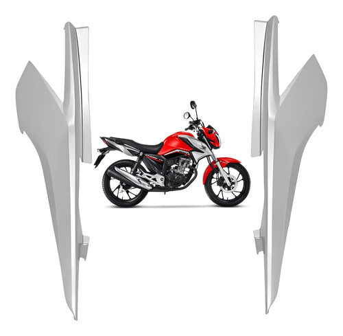 Par de Rabetas Laterais Paramotos Honda Cg 160 Titan 2016 a 2024 Prata
