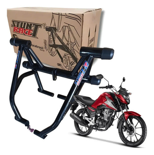Protetor de Motor Stunt Race Honda Cg 160 Titan Fan Start Cargo 2016 em diante Preto Brilhante