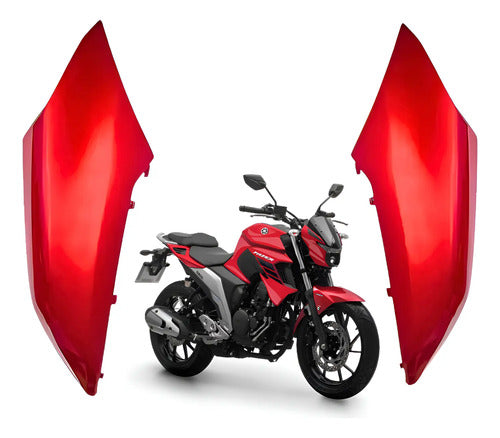 Par de Abas do Tanque Superiores Paramotos Yamaha Fazer Fz25 250 2018 a 2025 Vermelho