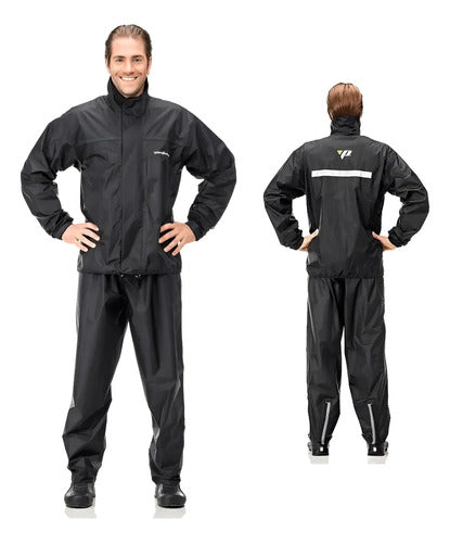Capa de Chuva Conjunto Pantaneiro Nylon com Gola Preto