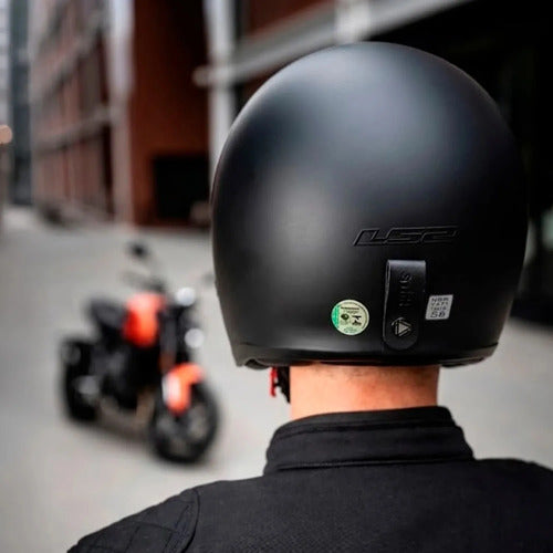 Capacete Aberto LS2 OF599 Spitfire Solid com Óculos Solar Interno Preto Fosco