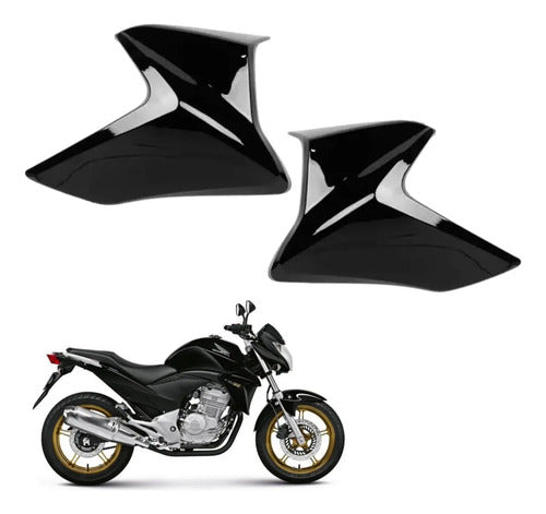 Par de Guias de Ar Abas do Tanque Paramotos Honda Cb 300r 2009 em diante Preto Brilhante