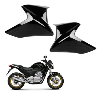 Par de Guias de Ar Abas do Tanque Paramotos Honda Cb 300r 2009 em diante Preto Brilhante