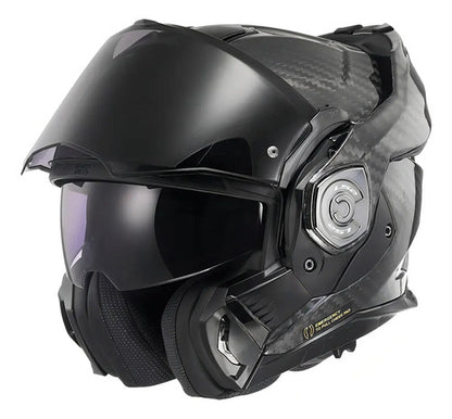 Capacete Escamoteável LS2 FF901 Advant X Carbon Solid com Óculos Solar Preto Brilhante