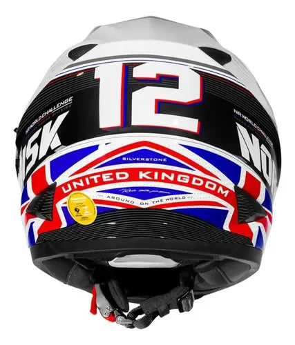 Capacete Norisk FF302 Soul II Grand Prix Reino Unido com Óculos Solar Interno Branco