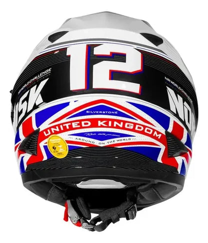 Capacete Norisk FF302 Soul II Grand Prix Reino Unido com Óculos Solar Interno Branco