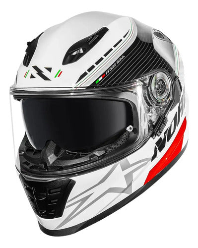 Capacete Norisk FF302 Soul II Grand Prix Itália com Óculos Solar Interno Branco Tamanho 60/L
