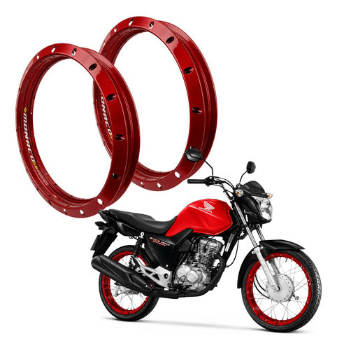 Par de Aros de Roda GS Monaco Honda Cg 125 150 160 Titan Fan Start 1.85x18 Vermelho