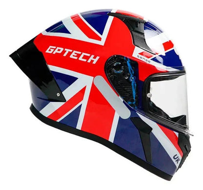 Capacete GP Tech Sense UK Azul Vermelho Brilhante Tamanho 60
