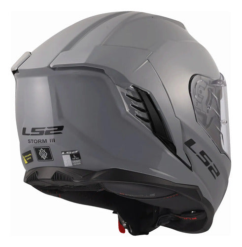 Capacete LS2 FF818 Storm III Solid com Óculos Solar Interno Cinza Brilhante Tamanho 60/L