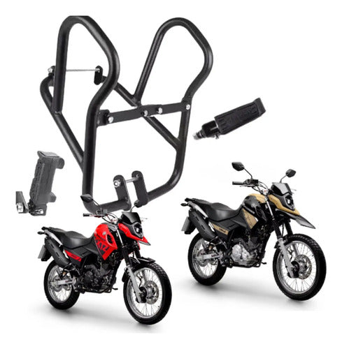 Protetor de Motor com Pedaleira Chapam Yamaha Crosser 150 2014 a 2024 Preto Fosco