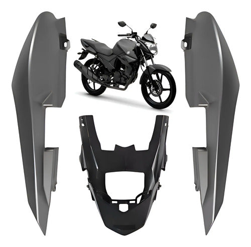 Rabeta Lateral Completa Paramotos Yamaha Fazer 150 2020 a 2021 Cinza Fosco