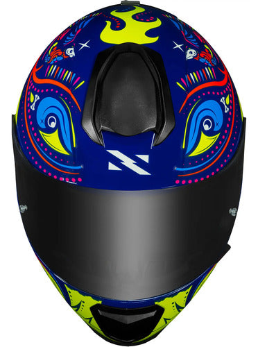Capacete Norisk Razor Circus Azul Amarelo Brilhante Tamanho 62/XL