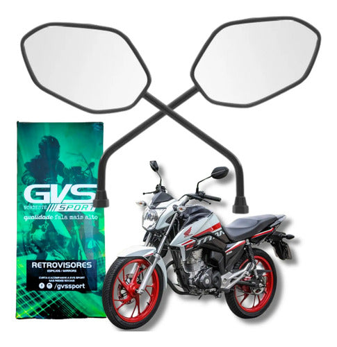 Par de Retrovisores GVS Honda Cg 125 150 160 Titan Fan Start