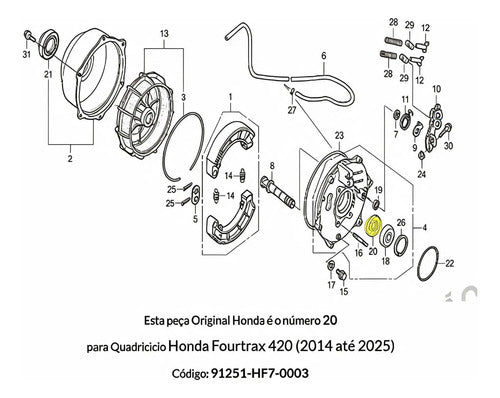 Retentor do Espelho de Freio Traseiro Iron Honda Trx 420 Fourtrax 2014 a 2024 44x58x8 mm