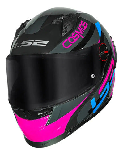 Capacete LS2 FF358 Pro Modok com Spoiler Preto Rosa Brilhante