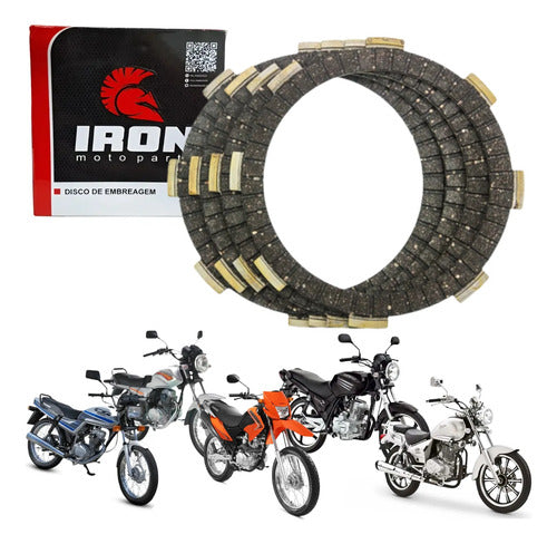 Jogo de Discos de Embreagem Iron Honda Cg Bros 125 Sundown Hunter 125 Dafra Speed Kansas 150