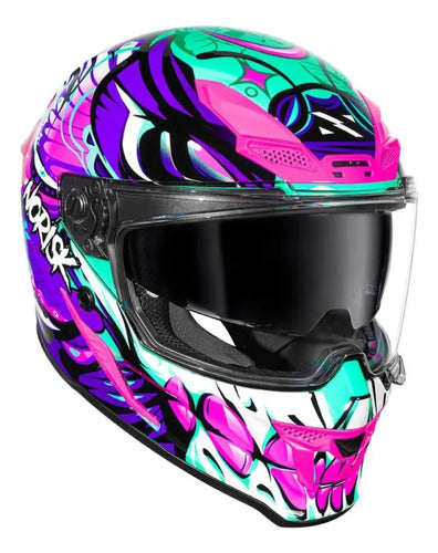 Capacete Norisk Rock Butterfly com Óculos Solar Interno Rosa Brilhante