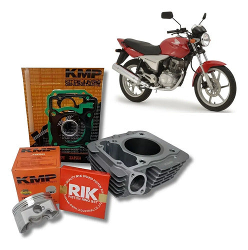 Kit Cilindro Pistão e Anéis KMP Honda Cg 150 Titan Fan 2004 a 2015 Bros 150 2003 a 2015 220 cc