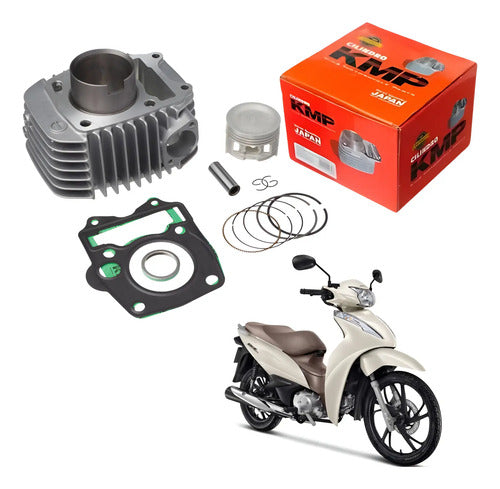 Kit Cilindro Pistão Anéis e Juntas KMP Honda Biz 125 2009 a 2025 STD