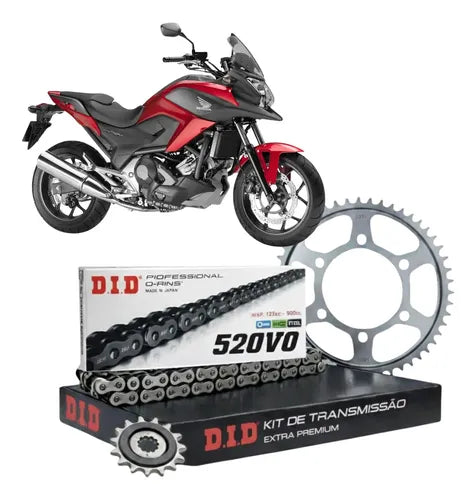 Kit Relação DID Premium com Retentor Honda Nc 700x 2012 a 2016 520VO 114L 43/16T