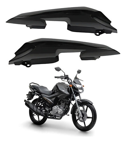 Par de Rabetas Laterais Paramotos Yamaha Factor 150 2016 a 2024 Preto Brilhante