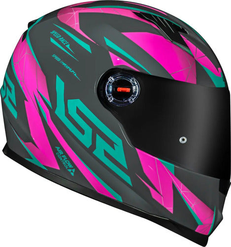 Capacete LS2 FF358 Draze Cinza Rosa Verde Brilhante
