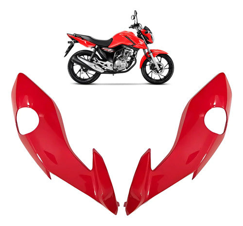 Bananinha Par de Carenagens Laterais do Farol Paramotos Honda Cg 160 Fan Start 2022 a 2024 Vermelho