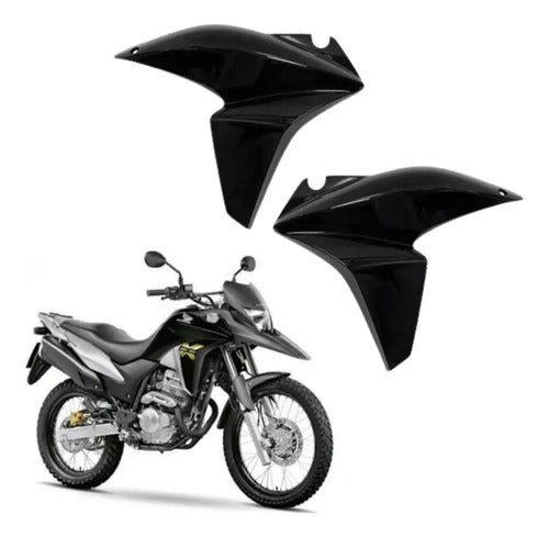 Par de Aletas Abas do Tanque Paramotos Honda Xre 300 2013 a 2015 Preto Basalto Brilhante