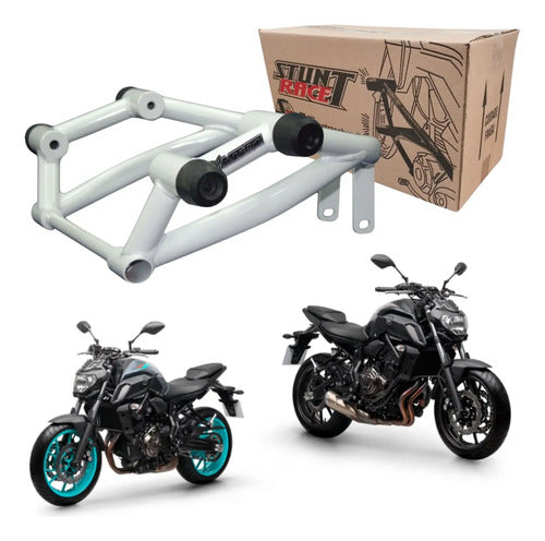 Protetor de Motor Stunt Race Cage Yamaha Mt-07 2015 a 2025 Branco