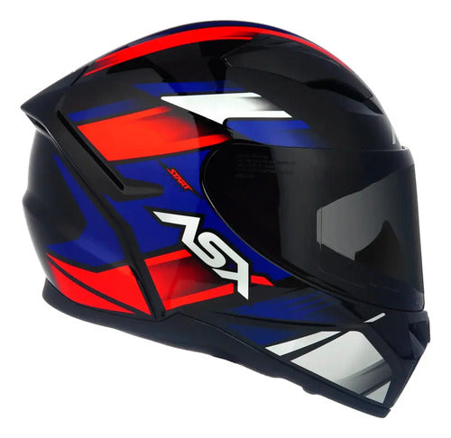 Capacete ASX City Start Preto Vermelho Azul Brilhante