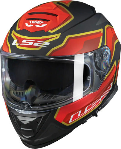 Capacete LS2 FF800 Storm Foggy com Óculos Solar Interno Preto Vermelho Fosco