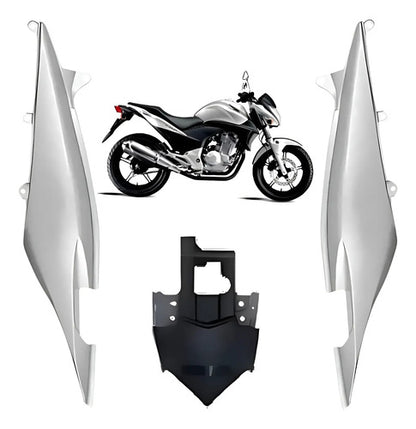Kit Rabeta Lateral Completa Paramotos Honda Cb 300r 2009 a 2010 Prata