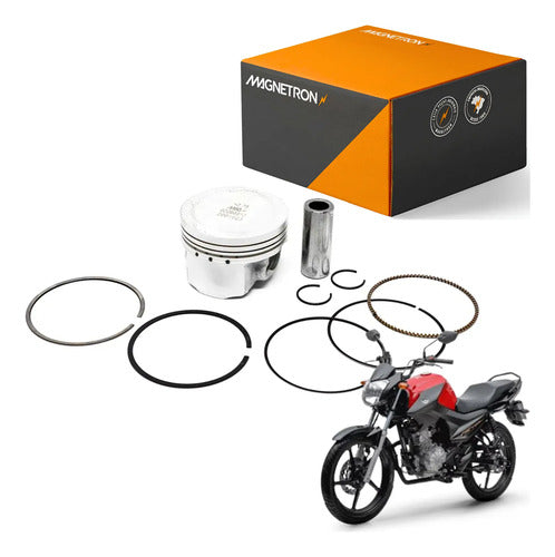 Kit Pistão com Anéis Magnetron Yamaha Factor 125 2009 a 2024 0,75 mm