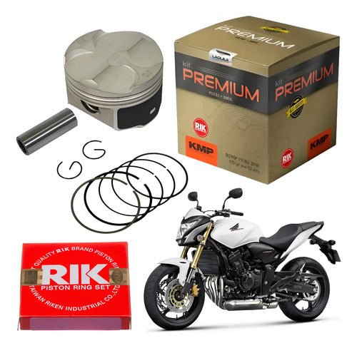 Kit Pistão com Anéis KMP Premium Honda Cb 600f Hornet 2008 a 2014 0,25 mm