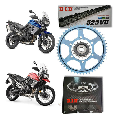 Kit Relação DID Extra Premium com Retentor Triumph Tiger 800 2011 em diante 520 124L 50/16T
