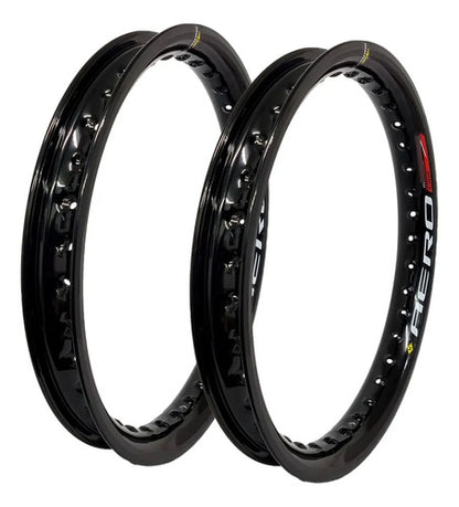Par de Aros de Roda Aero Slim Monaco Honda Nx 400 Falcon 2.15x21 e 2.50x17 Preto Brilhante