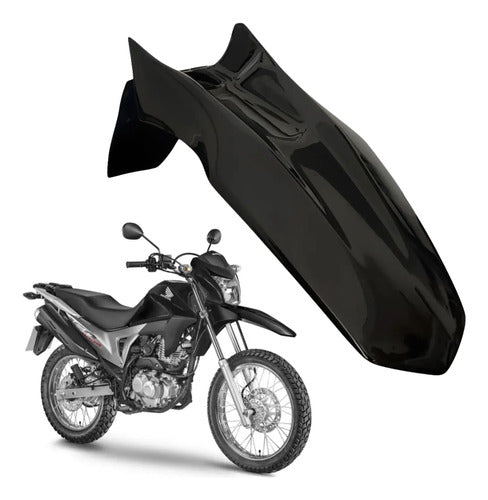 Paralama Dianteiro Paramotos Honda Bros 160 2015 a 2021 Preto Brilhante