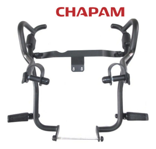 Protetor de Motor com Pedaleira Chapam Yamaha Lander 250 2007 a 2018 Preto Fosco