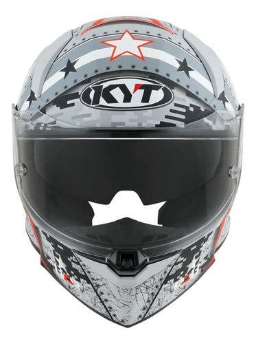Capacete KYT R2R Max Assault com Óculos Solar Interno Cinza Fosco