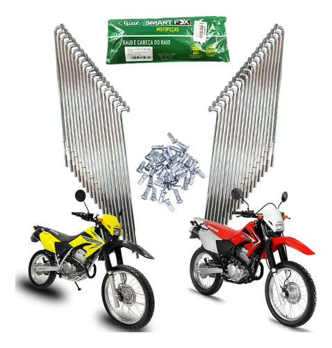 Jogo de Raios Traseiro Smartfox Honda Tornado 250 2001 em diante 4 mm Cromado